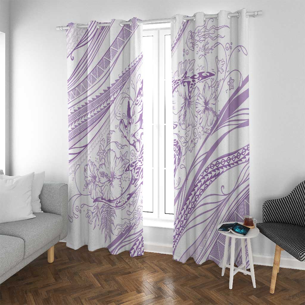 Sharks Couple Dreamy Polynesians Floral Sea Window Curtain Lilac LT7 With Grommets Lilac - Polynesian Pride