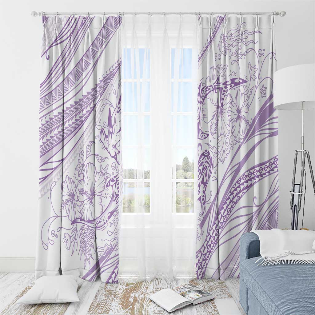 Sharks Couple Dreamy Polynesians Floral Sea Window Curtain Lilac LT7 - Polynesian Pride