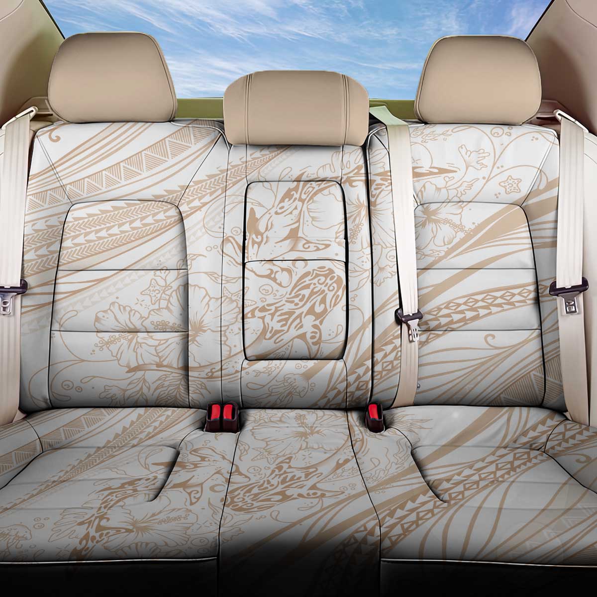 Sharks Couple Dreamy Polynesians Floral Sea Back Car Seat Cover Hazel - Polynesian Pride