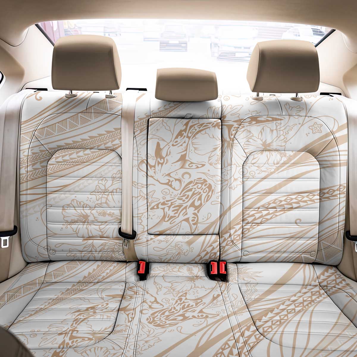 Sharks Couple Dreamy Polynesians Floral Sea Back Car Seat Cover Hazel - Polynesian Pride