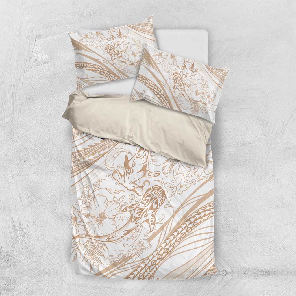 Sharks Couple Dreamy Polynesians Floral Sea Bedding Set Hazel - Polynesian Pride