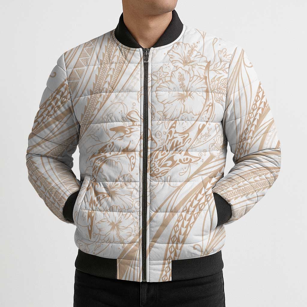 Sharks Couple Dreamy Polynesians Floral Sea Bomber Puffer Jacket Hazel - Polynesian Pride