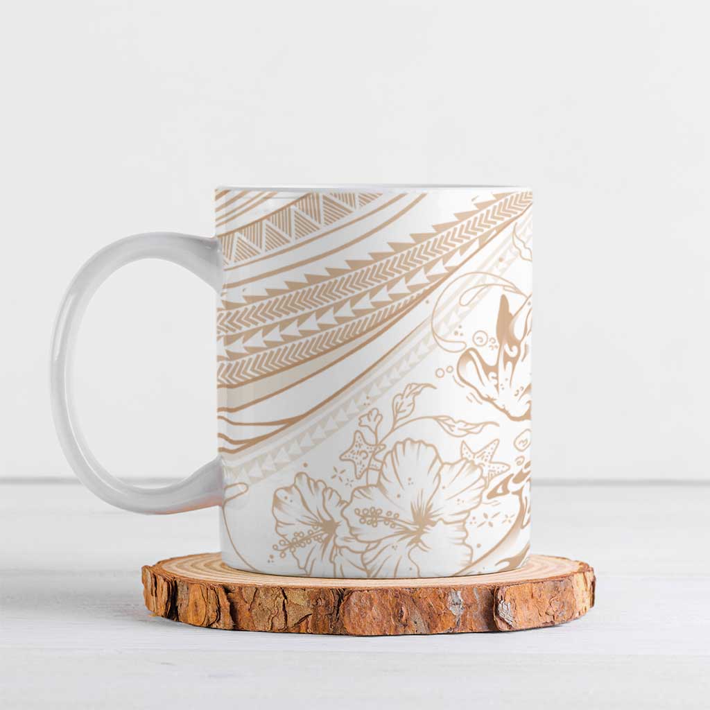 Sharks Couple Dreamy Polynesians Floral Sea Ceramic Mug Hazel - Polynesian Pride