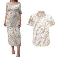 Sharks Couple Dreamy Polynesians Floral Sea Couples Matching Puletasi and Hawaiian Shirt Hazel LT7 Hazel - Polynesian Pride
