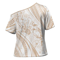 Sharks Couple Dreamy Polynesians Floral Sea Cross Shoulder Shirt Hazel - Polynesian Pride