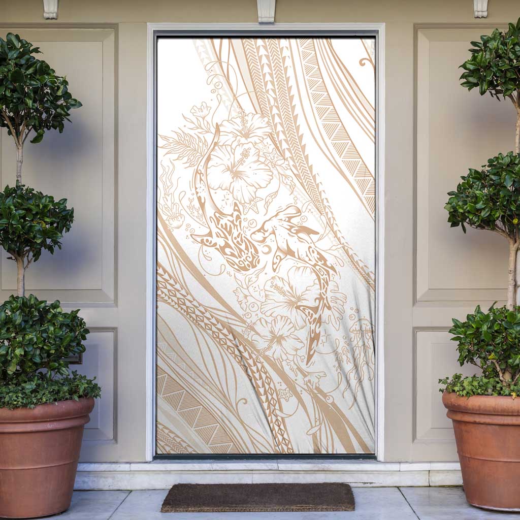 Sharks Couple Dreamy Polynesians Floral Sea Door Cover Hazel - Polynesian Pride