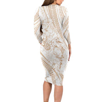 Sharks Couple Dreamy Polynesians Floral Sea Family Matching Long Sleeve Bodycon Dress and Hawaiian Shirt Hazel - Polynesian Pride