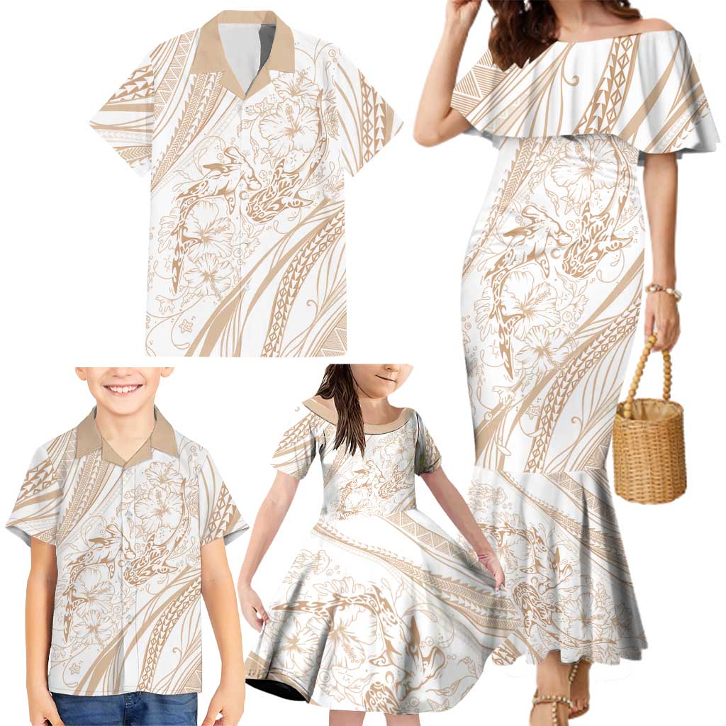 Sharks Couple Dreamy Polynesians Floral Sea Family Matching Mermaid Dress and Hawaiian Shirt Hazel - Polynesian Pride
