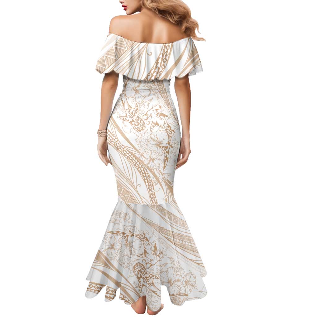 Sharks Couple Dreamy Polynesians Floral Sea Family Matching Mermaid Dress and Hawaiian Shirt Hazel - Polynesian Pride