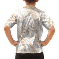 Sharks Couple Dreamy Polynesians Floral Sea Family Matching Off The Shoulder Long Sleeve Dress and Hawaiian Shirt Hazel - Polynesian Pride