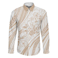 Sharks Couple Dreamy Polynesians Floral Sea Family Matching Off The Shoulder Long Sleeve Dress and Hawaiian Shirt Hazel - Polynesian Pride