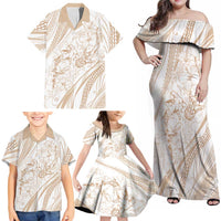 Sharks Couple Dreamy Polynesians Floral Sea Family Matching Off Shoulder Maxi Dress and Hawaiian Shirt Hazel - Polynesian Pride