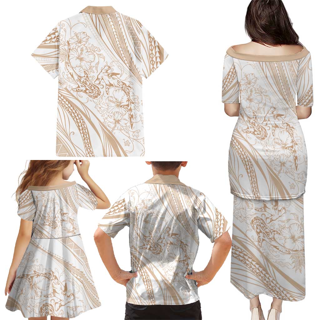Sharks Couple Dreamy Polynesians Floral Sea Family Matching Puletasi and Hawaiian Shirt Hazel - Polynesian Pride