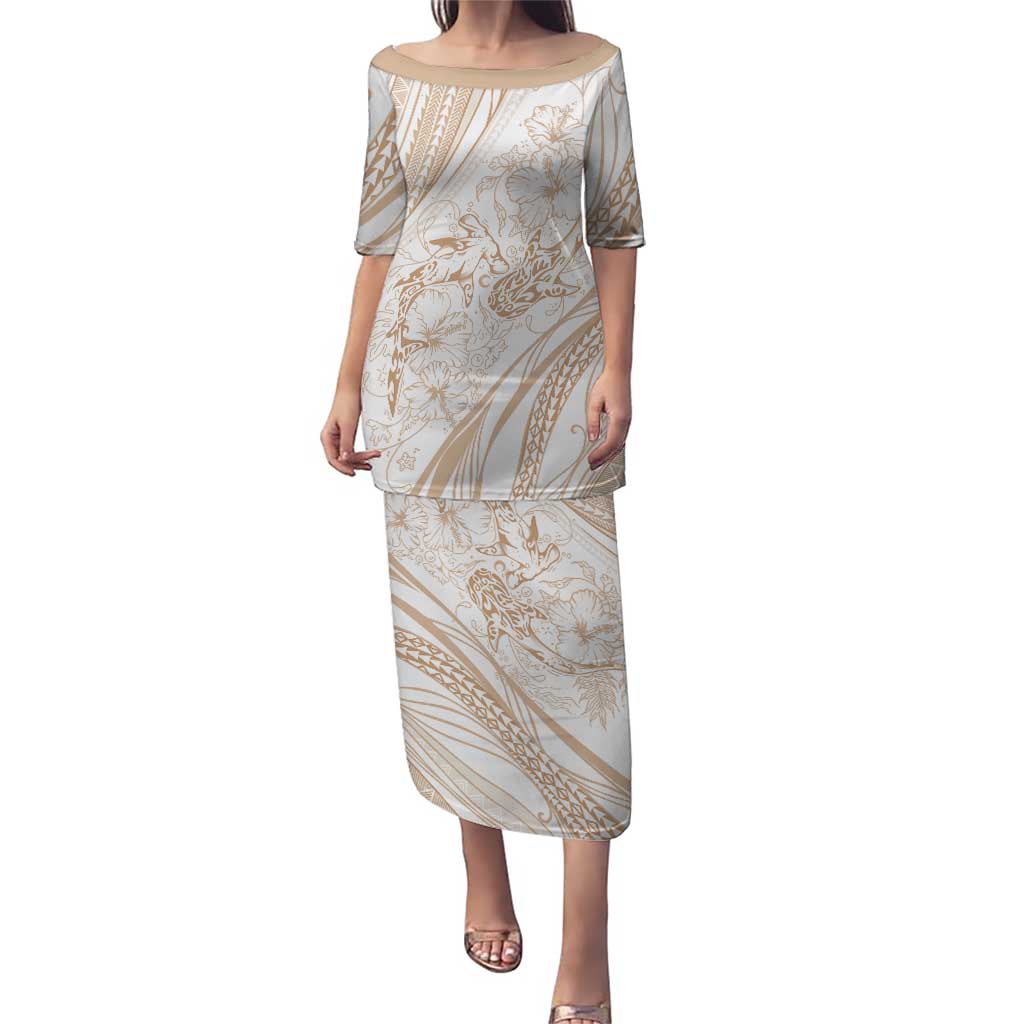 Sharks Couple Dreamy Polynesians Floral Sea Family Matching Puletasi and Hawaiian Shirt Hazel - Polynesian Pride