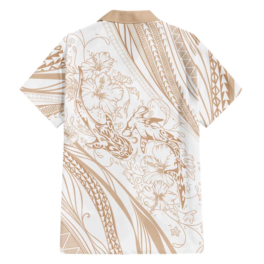Sharks Couple Dreamy Polynesians Floral Sea Family Matching Short Sleeve Bodycon Dress and Hawaiian Shirt Hazel - Polynesian Pride