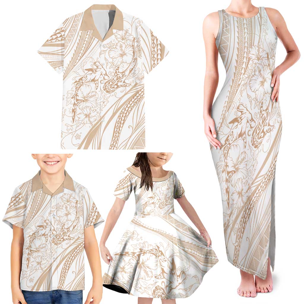Sharks Couple Dreamy Polynesians Floral Sea Family Matching Tank Maxi Dress and Hawaiian Shirt Hazel - Polynesian Pride