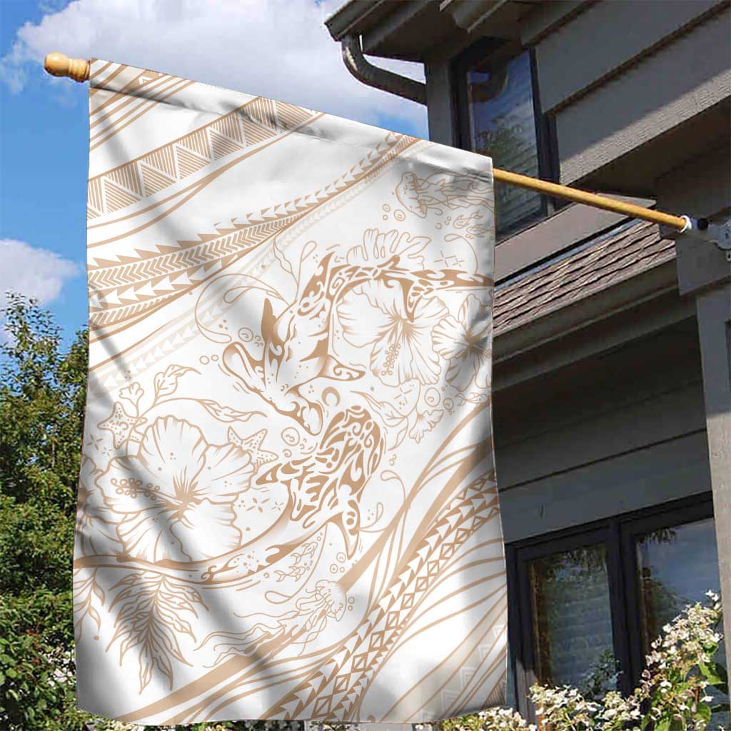 Sharks Couple Dreamy Polynesians Floral Sea Garden Flag Hazel - Polynesian Pride
