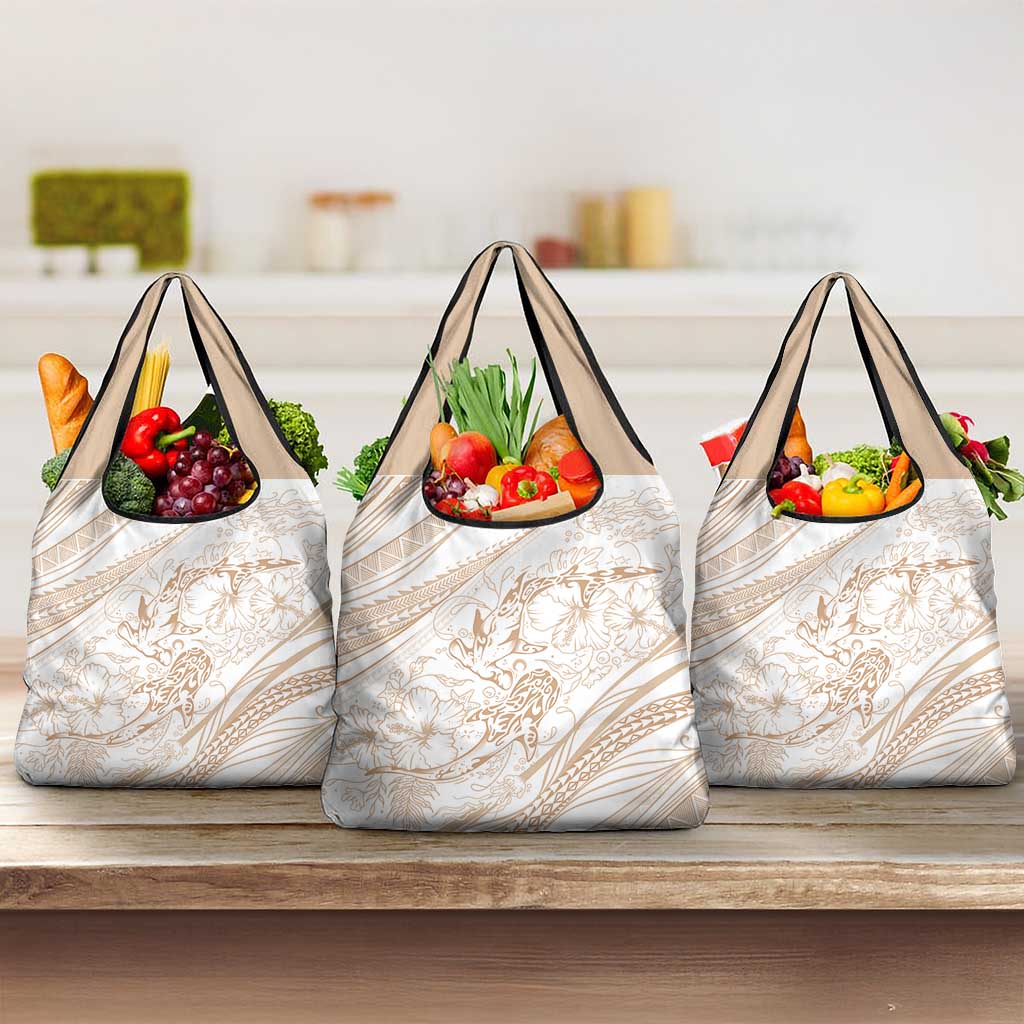 Sharks Couple Dreamy Polynesians Floral Sea Grocery Bag Hazel - Polynesian Pride