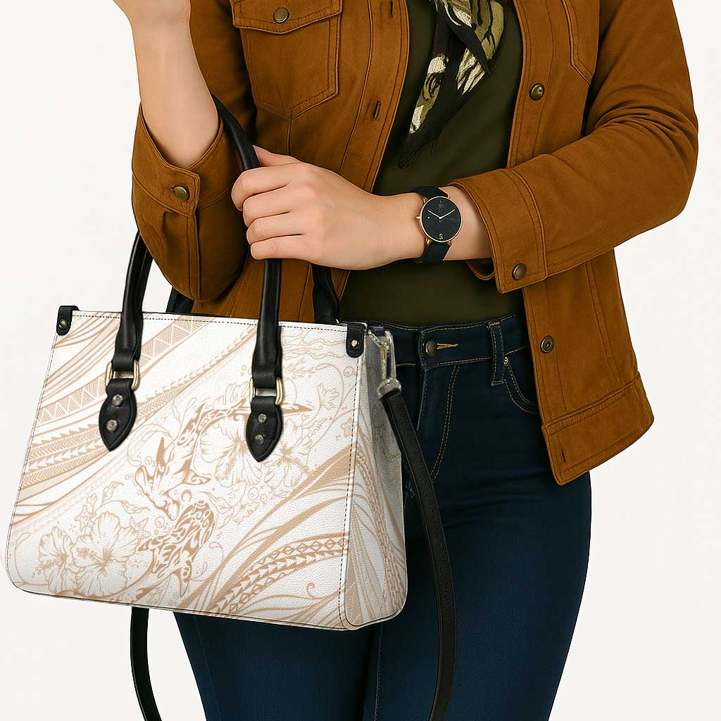 Sharks Couple Dreamy Polynesians Floral Sea Leather Bag Hazel - Polynesian Pride