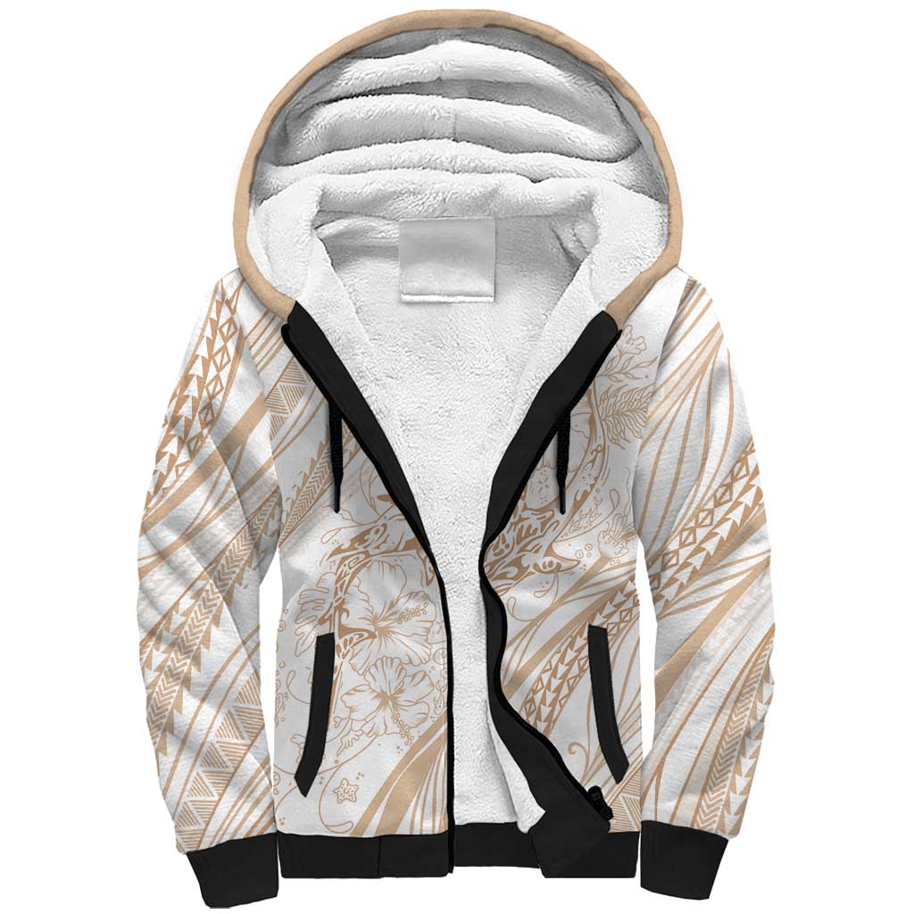 Sharks Couple Dreamy Polynesians Floral Sea Sherpa Hoodie Hazel LT7 Unisex Hazel - Polynesian Pride