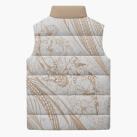 Sharks Couple Dreamy Polynesians Floral Sea Sleeveless Puffer Jacket Hazel - Polynesian Pride