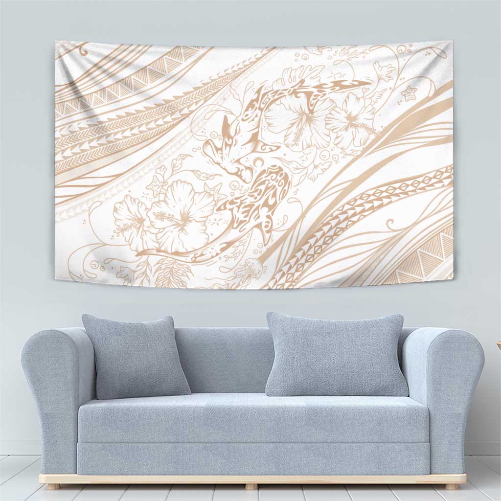 Sharks Couple Dreamy Polynesians Floral Sea Tapestry Hazel - Polynesian Pride