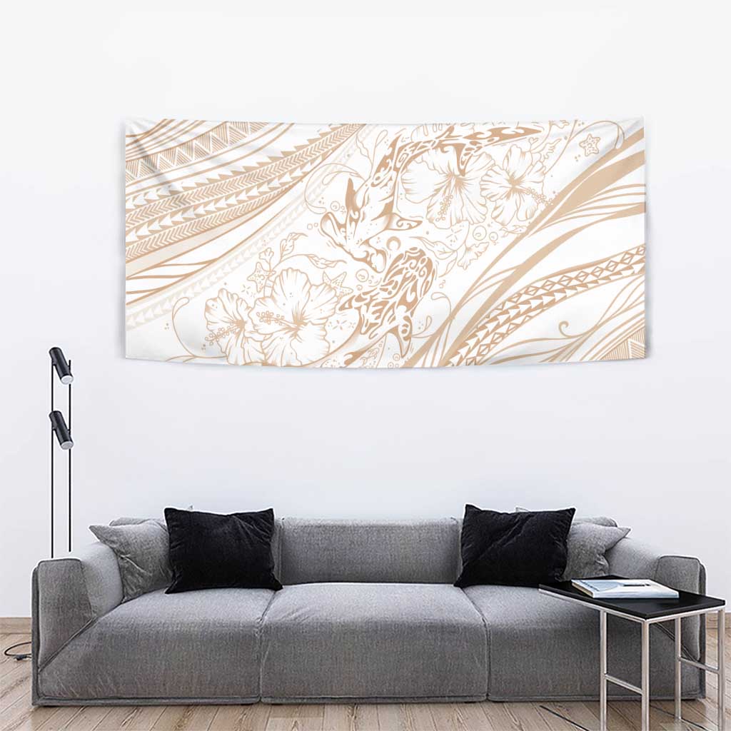 Sharks Couple Dreamy Polynesians Floral Sea Tapestry Hazel - Polynesian Pride