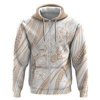 Sharks Couple Dreamy Polynesians Floral Sea Zip Hoodie Hazel - Polynesian Pride