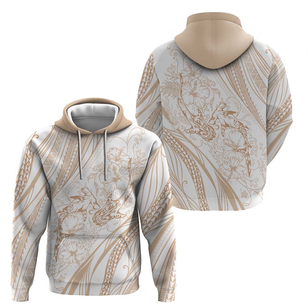 Sharks Couple Dreamy Polynesians Floral Sea Zip Hoodie Hazel - Polynesian Pride