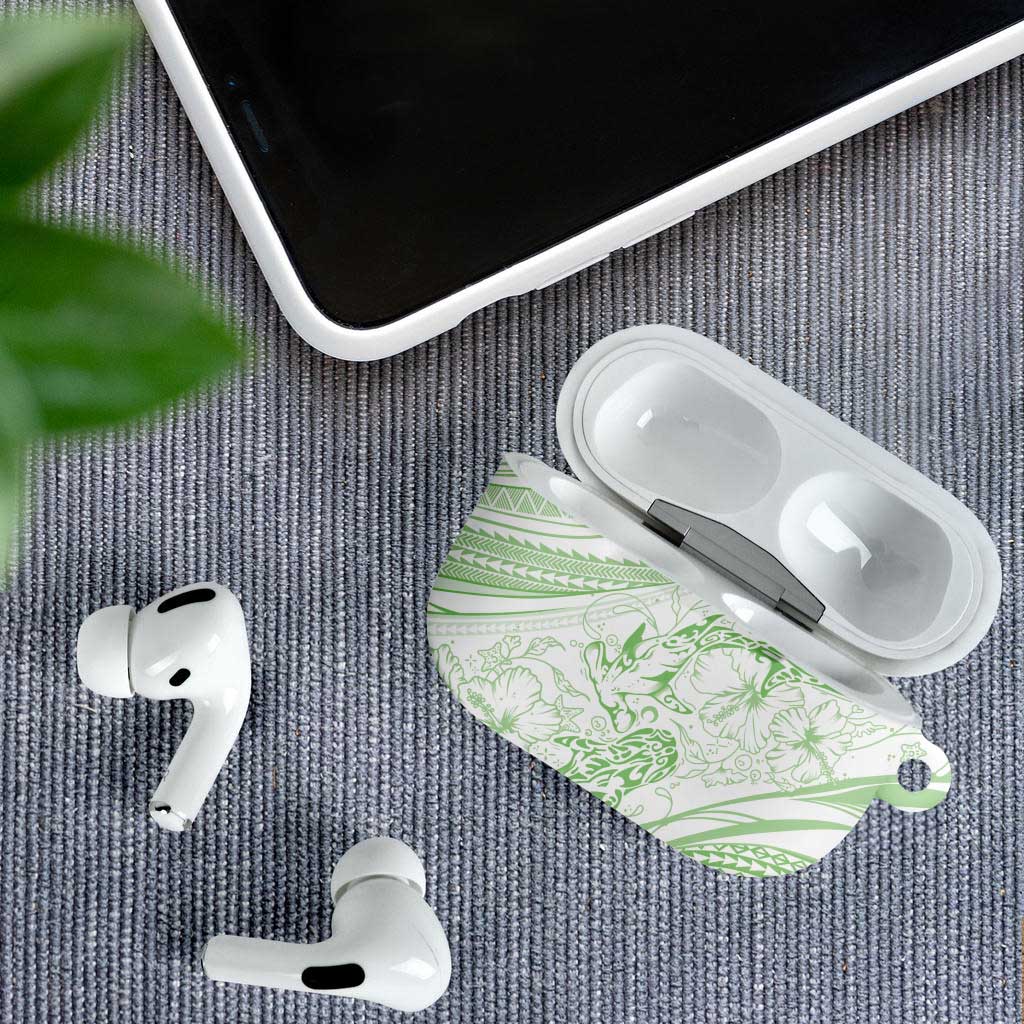 Sharks Couple Dreamy Polynesians Floral Sea AirPods Case Emerald - Polynesian Pride