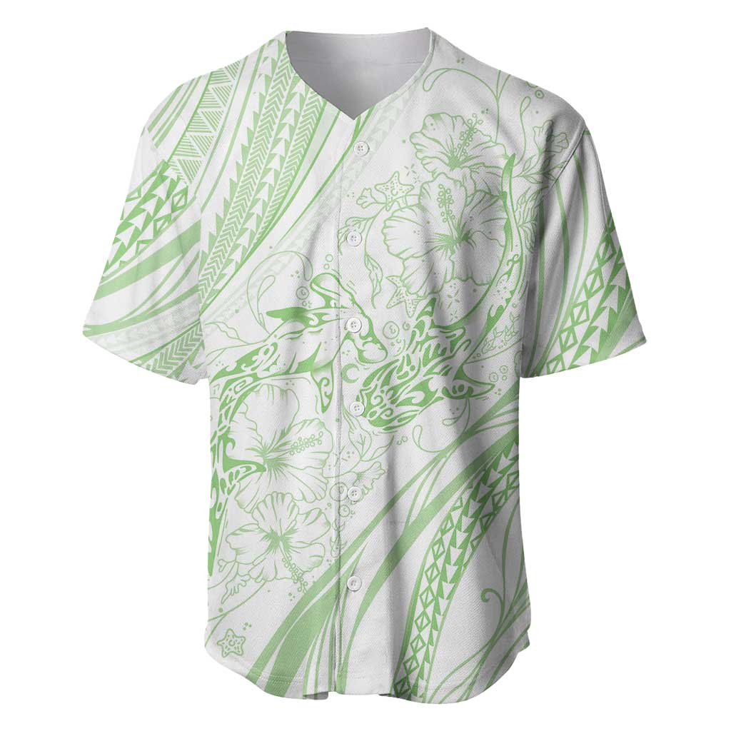 Sharks Couple Dreamy Polynesians Floral Sea Baseball Jersey Emerald - Polynesian Pride