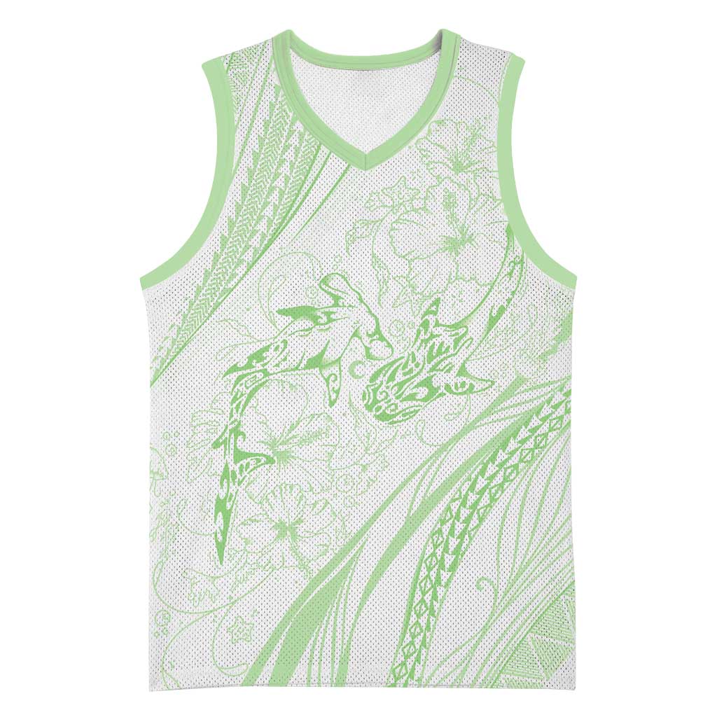 Sharks Couple Dreamy Polynesians Floral Sea Basketball Jersey Emerald - Polynesian Pride