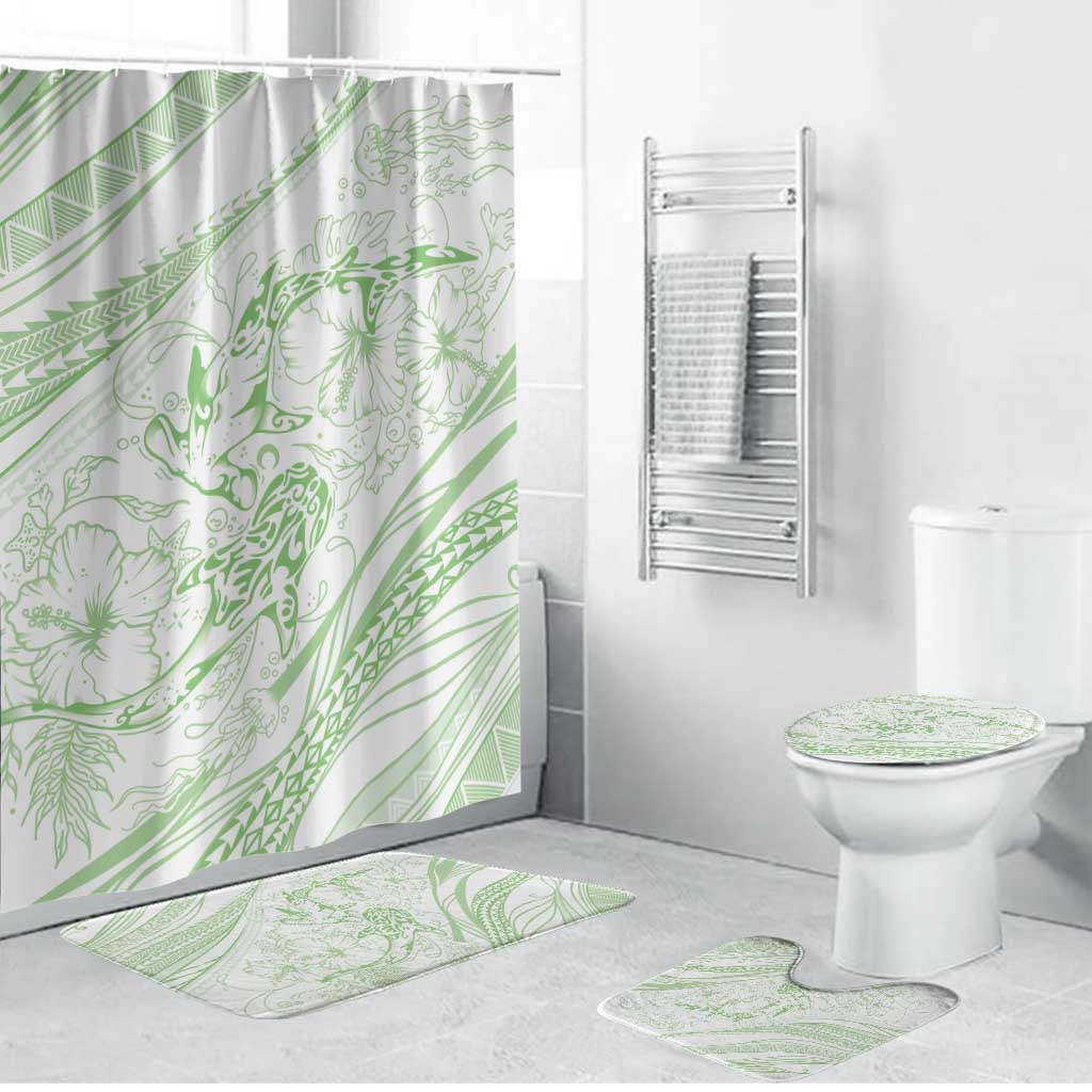 Sharks Couple Dreamy Polynesians Floral Sea Bathroom Set Emerald LT7 Bathroom Set (4 pcs) Emerald - Polynesian Pride