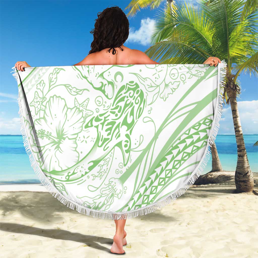 Sharks Couple Dreamy Polynesians Floral Sea Beach Blanket Emerald LT7 - Polynesian Pride