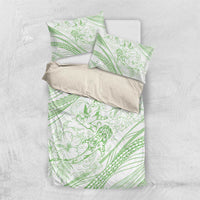 Sharks Couple Dreamy Polynesians Floral Sea Bedding Set Emerald LT7 US Twin 172cm x 218cm Emerald - Polynesian Pride