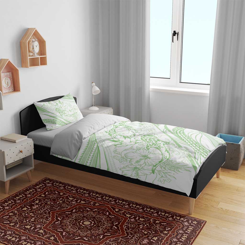 Sharks Couple Dreamy Polynesians Floral Sea Bedding Set Emerald LT7 - Polynesian Pride