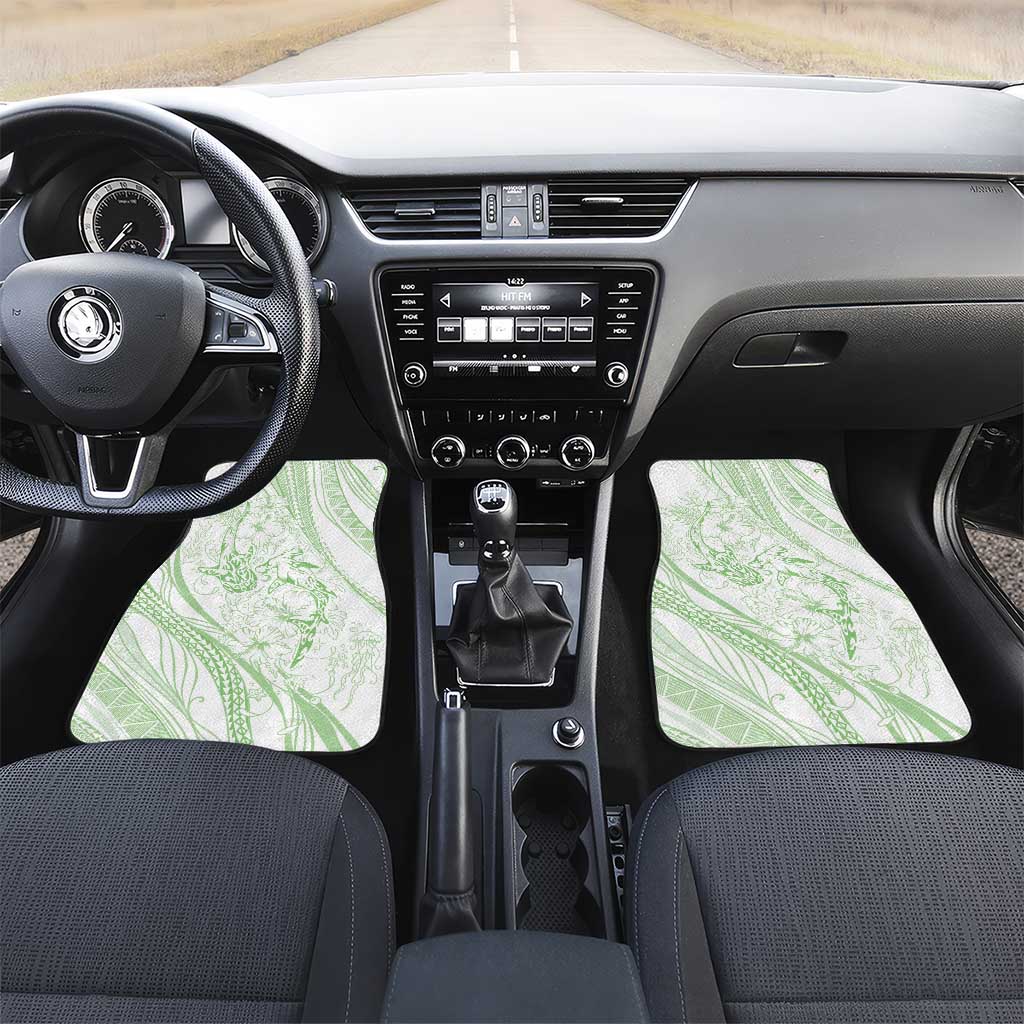 Sharks Couple Dreamy Polynesians Floral Sea Car Mats Emerald - Polynesian Pride