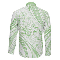 Sharks Couple Dreamy Polynesians Floral Sea Family Matching Short Sleeve Bodycon Dress and Hawaiian Shirt Emerald - Polynesian Pride