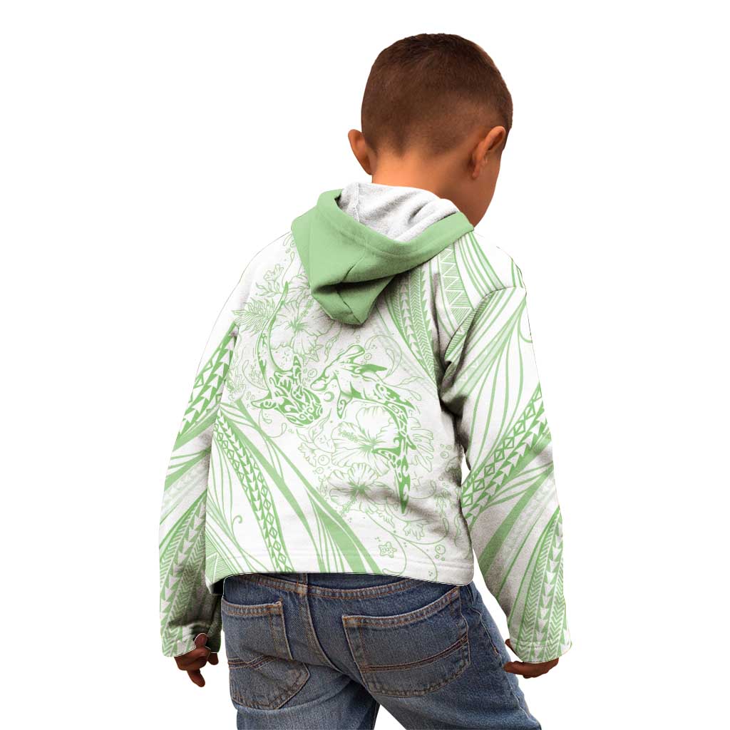Sharks Couple Dreamy Polynesians Floral Sea Kid Hoodie Emerald - Polynesian Pride