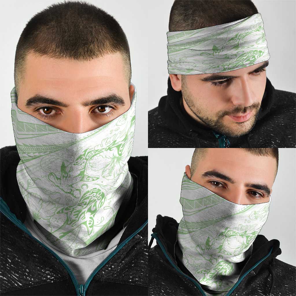 Sharks Couple Dreamy Polynesians Floral Sea Neck Gaiter Emerald LT7 - Polynesian Pride