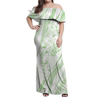 Sharks Couple Dreamy Polynesians Floral Sea Off Shoulder Maxi Dress Emerald LT7 Women Emerald - Polynesian Pride