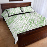 Sharks Couple Dreamy Polynesians Floral Sea Quilt Bed Set Emerald - Polynesian Pride