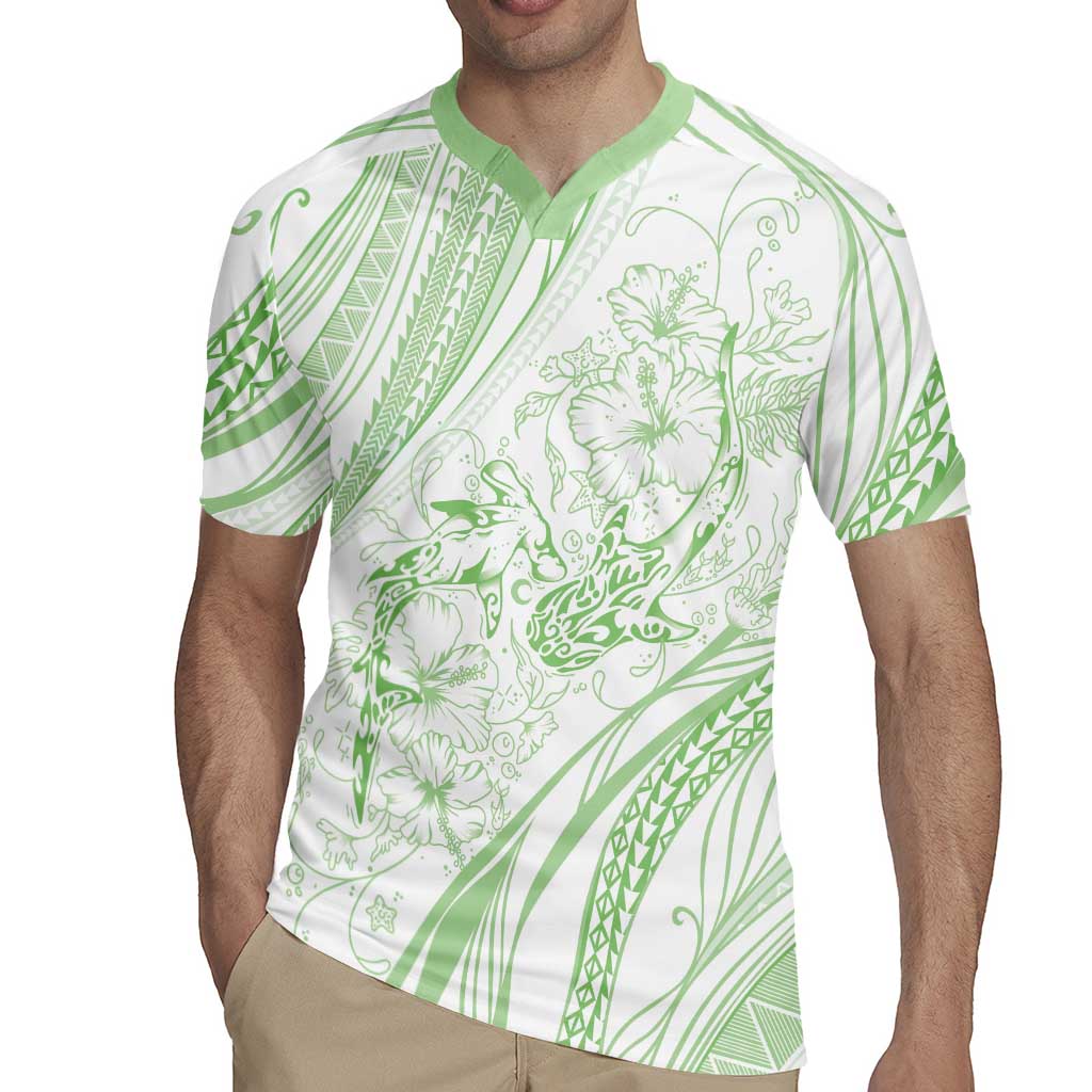 Sharks Couple Dreamy Polynesians Floral Sea Rugby Jersey Emerald - Polynesian Pride