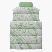 Sharks Couple Dreamy Polynesians Floral Sea Sleeveless Puffer Jacket Emerald - Polynesian Pride