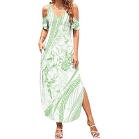 Sharks Couple Dreamy Polynesians Floral Sea Summer Maxi Dress Emerald - Polynesian Pride