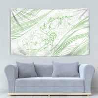 Sharks Couple Dreamy Polynesians Floral Sea Tapestry Emerald - Polynesian Pride