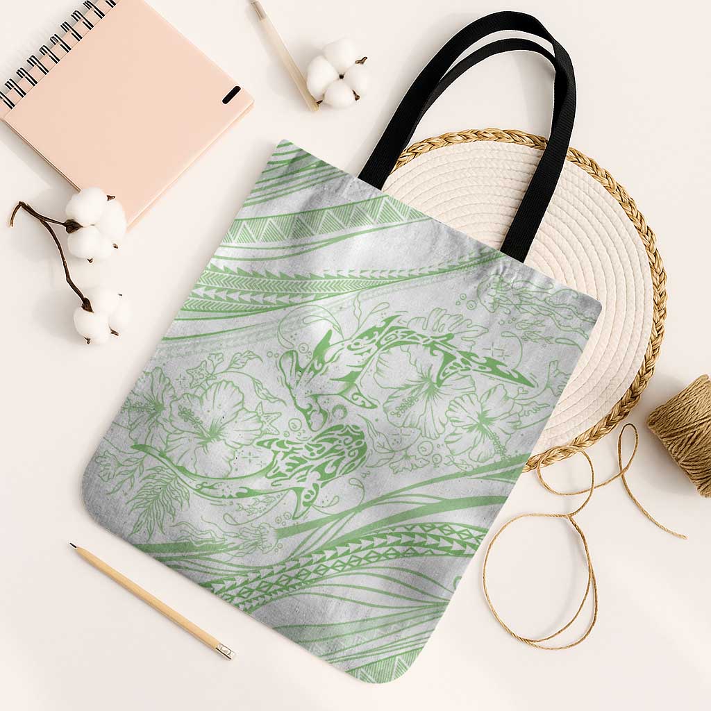 Sharks Couple Dreamy Polynesians Floral Sea Tote Bag Emerald LT7 Black Strap One Size Emerald - Polynesian Pride
