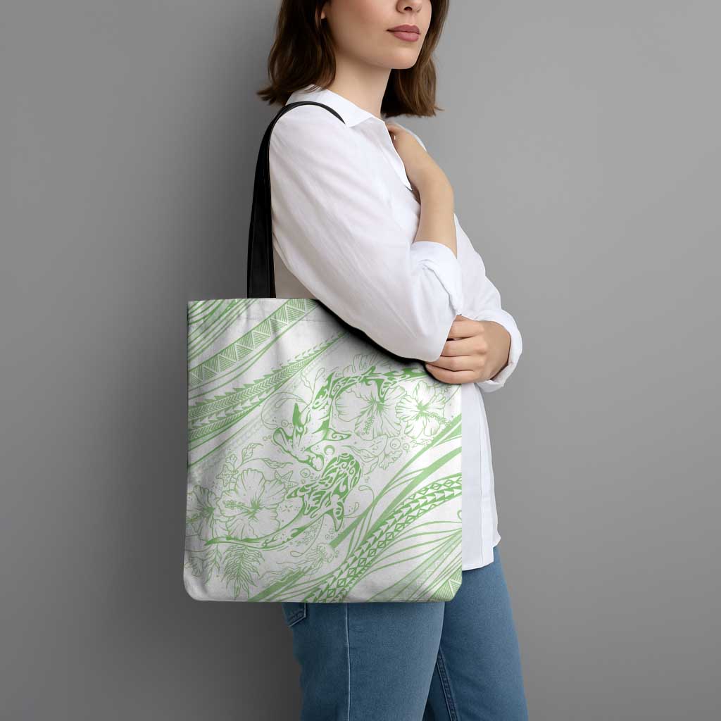 Sharks Couple Dreamy Polynesians Floral Sea Tote Bag Emerald LT7 - Polynesian Pride