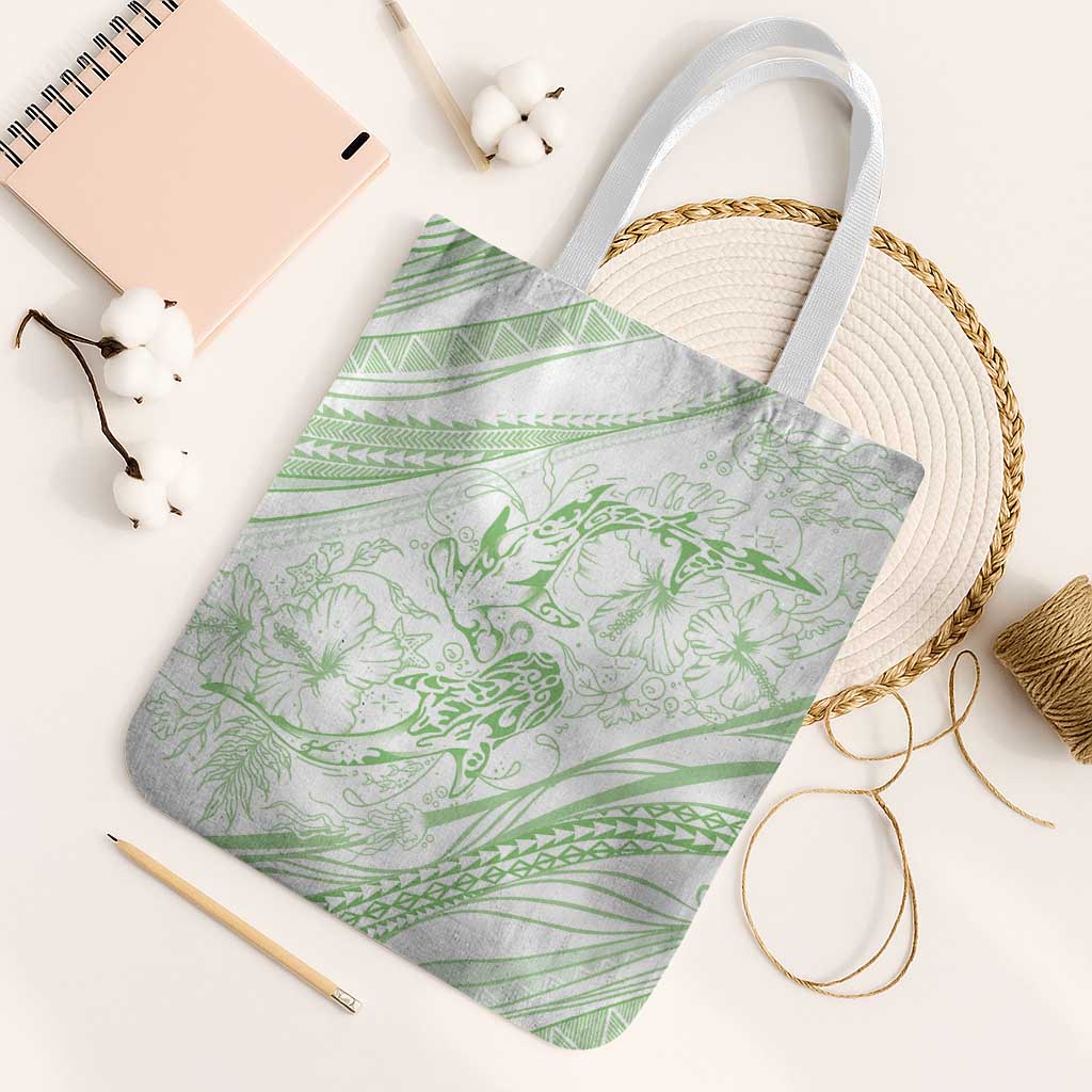 Sharks Couple Dreamy Polynesians Floral Sea Tote Bag Emerald LT7 White Strap One Size Emerald - Polynesian Pride