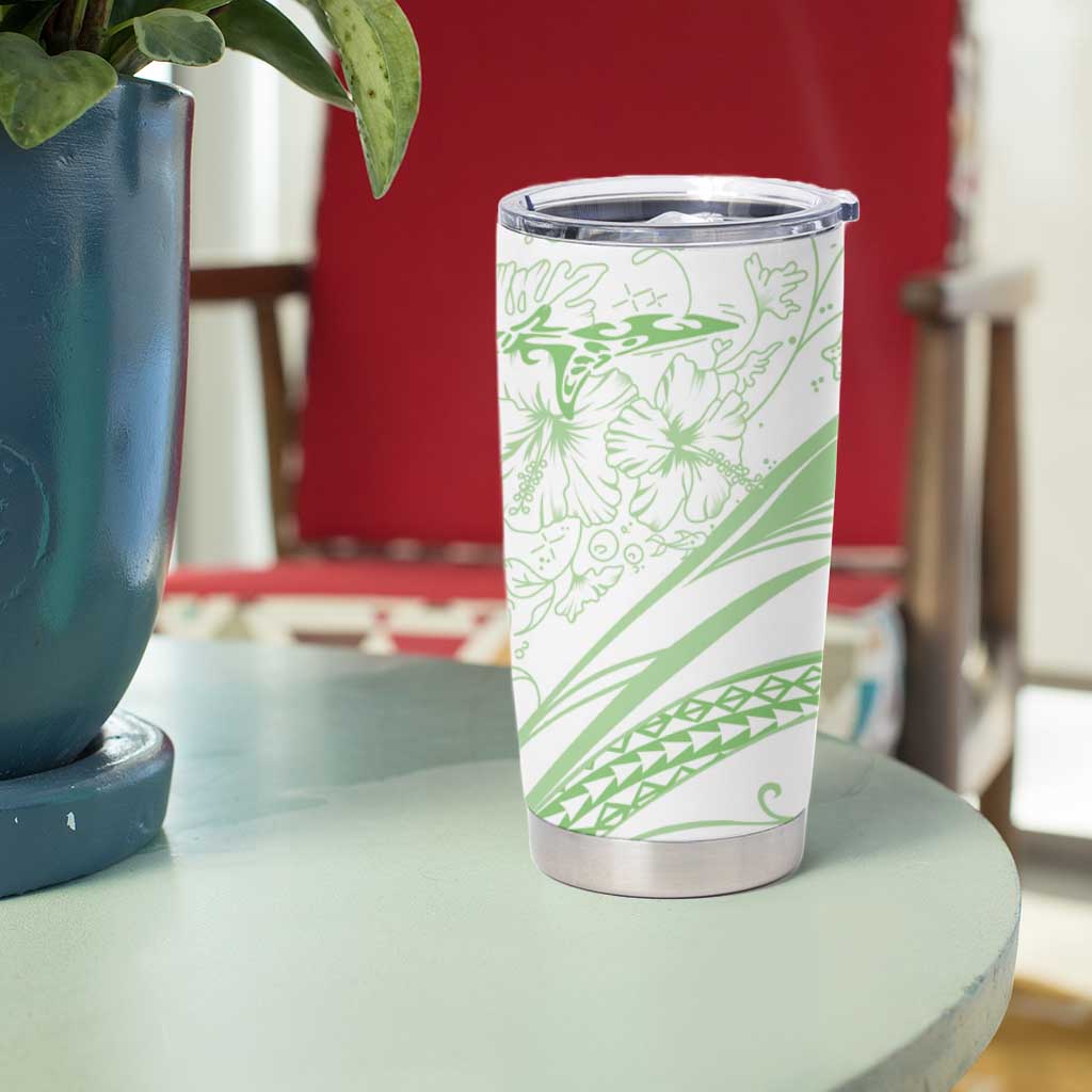 Sharks Couple Dreamy Polynesians Floral Sea Tumbler Cup Emerald - Polynesian Pride